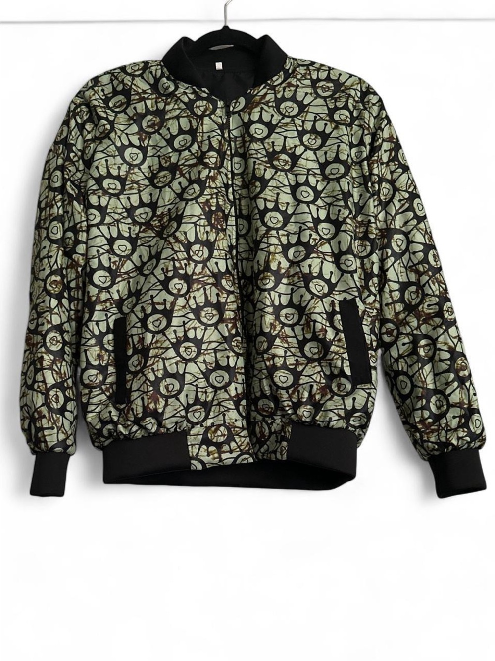 Men’s Green Patterned Bomber Jacket - size Medium